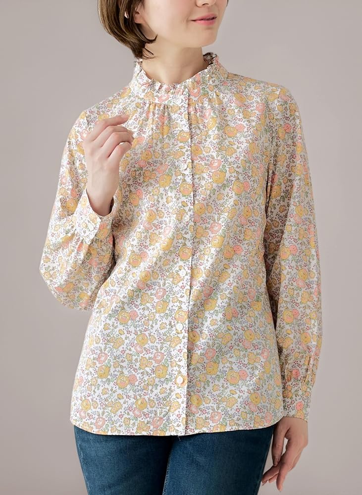 リバティタナローン使用ブラウス Amazon.co.jp: [SPAN] 923 日本製 Liberty リバティ フリル襟